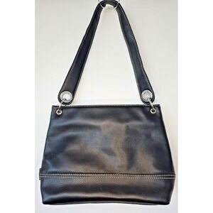 Tommy Hilfiger Black Genuine Pebble Leather Hobo Bag Shoulder Hand Bag Purse